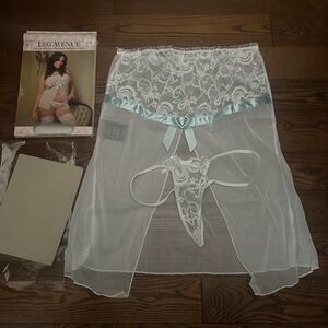 Leg Avenue White and Light Blue Lace Chemise